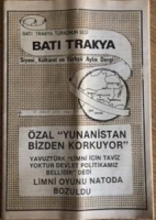 BATI TRAKYA TÜRKÜNÜN SESİ BATI TRAKYA SİYASİ,TÜRKCÜ AYLIK DERGİ 15 ARALIK 1984 SAYI 212