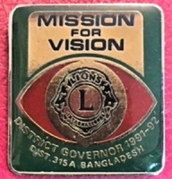 LİONS CLUP YAKA ROZET ORJİNAL METAL MİNE TAŞLI ROZET ROZET MISSION FOR VISION DISTRICT GOVERNOR 1991-92 DIST 315A RANGLADESH