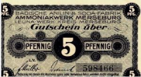 ALMAN NOTGELD KAĞIT PARA ALMANYA TÜRİNGEN KASABASI 5 PFENNİG 31.07.1921.NO : 598466