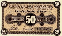 ALMAN NOTGELD KAĞIT PARA ALMANYA TÜRİNGEN KASABASI 50 PFENNİG 31.07.1921