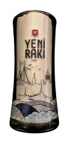 YENİ RAKI 1937 İSTANBUL SİMGELERİ OLAN  BASKILI CAM RAKI BARDAGI