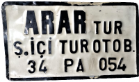 ARAR TUR ŞEHİR İÇİ TUR OTOBUSU 34 PA 054 ALİMÜNYUM BASILMIŞ PLAKA ÖN CAMA TAKILAN ŞEHİR İÇİNE YOLCU İNDİRME BİNDİRME GİRME İZNİ BELGESİ