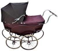 1920 SİLVER CROSS LUXURY BABY COACH MADE IN ENGLAND BORDO RENK METAL EKSİKSİZ  COCUK ARABASI