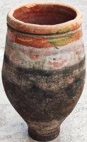 1930 TERRACOTTA  KUP SU SARAP  TURŞU YAG SIVİ  GIDA SAKLAMA KUPU PİSMİŞ TOPRAKDAN EL YAPIMI  İCİ DIŞI SIRLI UZERİ DESEN VE İŞLEMELİ