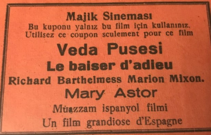 Majik Sinemasi Veda Pusesi Film I Giris Bileti 2 Dilde Basilmis 1930 22781 Garaj Antik